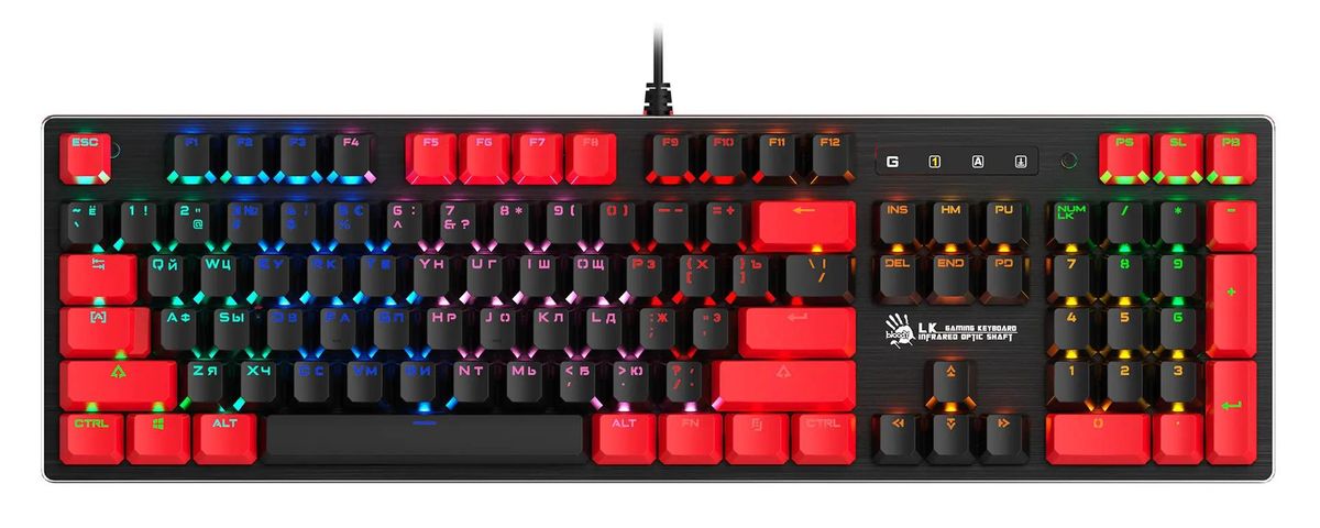 Клавиатура A4TECH Bloody B820N,  USB, черный + красный [b820n ( black + red)]